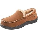 Zigzagger Men's Moccasin Slippers Memory Foam House Shoes, Indoor and Outdoor Warm Loafer Slippers, Tan, 11 M US