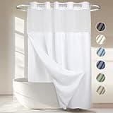 No Hooks Required Dotted Waffle Weave Shower Curtain with Snap in Liner - 71W x 74H,Hotel Grade,Spa Like Bath Curtain,White