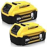 2Packs 8.0Ah DCB206 Replacement for Dewalt 20v Max Battery Lithium Compatible with Dewalt 20 Volt Battery Compatible with 20v DCB206 DCB201 DCB203 DCB207 DCB205 DCB204 Cordless Power Tools (Yellow)