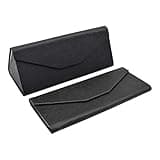 Real Sic Glasses Case for Men and Women - Magnetic Folding Hard Shell Sunglass Holder - Vegan Leather Eyeglass Protector, Variety of Styles Inspired by Solid Color - (Black)