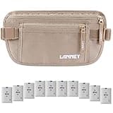 Money Belt for Travel, Slim RFID Blocking Women and Men Hidden Travel Pouch Under Clothes, Passport Holder Protect Cash Credit Card with 10 RFID Sleeves