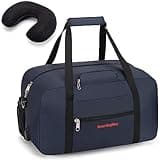 17x10x9 United Airline Personal Item Under Seat Duffel Bag With Free Pillow And USB Port (Navy)