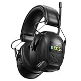 Kalence 2024 Bluetooth AM FM Radio Headphones with Color Digital Display, 2000mAh Rechargeable Bluetooth 5.4 Hearing Protection, 30dB Safety Earmuffs Ear Protection for Mowing, Work - Black