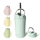 BOTTLE BOTTLE Insulated Coffee Tumblers with Dual-use Lid and Straw Double Walled Iced Travel Coffee Mug for Woman and Man 12oz Stainless Steel Tumbler with Handle（green）