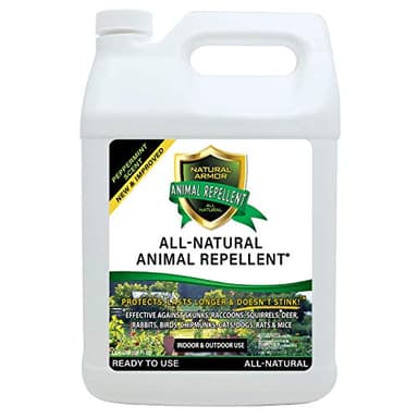 Natural Armor Animal & Rodent Repellent Spray. Repels Skunks, Raccoons, Rats, Mice, Deer Rodents & Critters. Repeller & Deterrent in Powerful Peppermint Formula – 128 Fl Oz Gallon Refill RTU