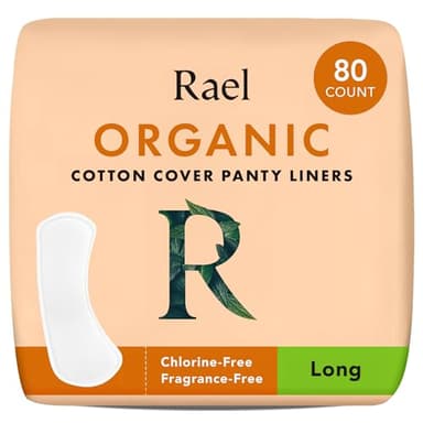 Rael Panty Liners for Women, Organic Cotton Cover - Long Pantiliners, Light Absorbency, Unscented, Chlorine Free (Long, 80 Count)