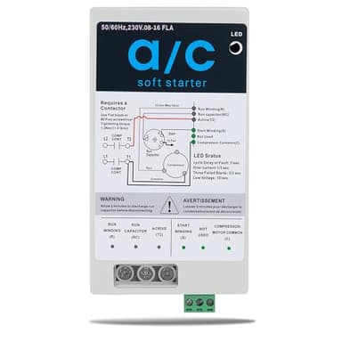 eshcol Soft Start Kit for Home Air Conditioner 08-16A, Ac Soft Start Kit for 1.75-3.5 Ton Ac Unit Fit for HVAC, Generators, Utility Power, Easy DIY Install Reduces Start-Up Current by 70%, 230v