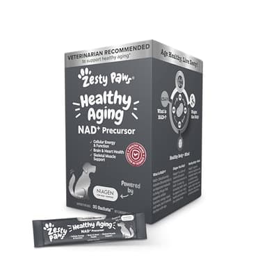 Zesty Paws NAD+ Precursor Supplement for Dogs - Niagen for Healthy Aging & Skeletal Muscle Support & Recovery - Brain, Heart, & Cellular Energy Support - Nicotinamide Riboside Chloride – 30 Sachets