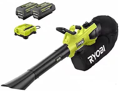 RYOBI 40V HP Brushless 100 MPH 600 CFM Cordless Leaf Blower/Mulcher/Vacuum with (2) 4.0 Ah Batteries and Charger Green