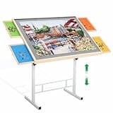 BittPicc Puzzle Table with Drawers for Adults 1500 Pieces Angle & Height Adjustable Jigsaw Puzzle Table with Metal Legs 35"X26" Tilting Puzzle Board Table with Cover Birthday Gift for Mom