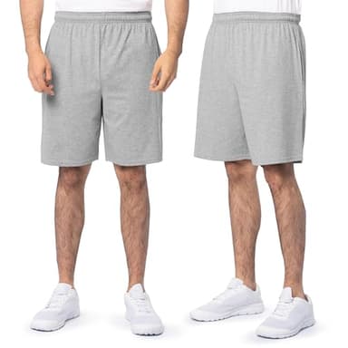 Fruit of The Loom Men's Eversoft Cotton Shorts with Pockets (S-4XL), 2 Pack-Grey Heather, XX-Large