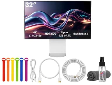 LG UltraFine evo 32U990A-S 32" 6K (6144×3456) Nano IPS Black Professional Monitor | 60Hz, DisplayHDR 600, Thunderbolt 5, HDMI 2.1, DisplayPort 2.1, USB-C, Built-In Speakers & Adjustable Stand - Bundle