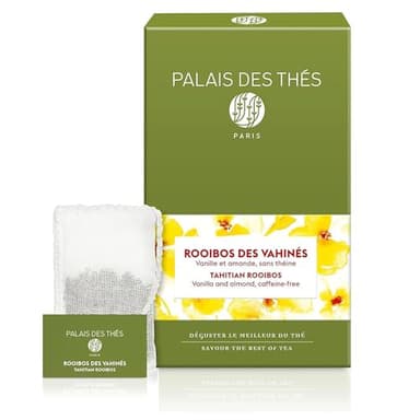 Palais des Thés - Tahitian Rooibos - Caffeine-Free Rooibos Tea with Vanilla & Almond - Premium Tea Bags, Serves 20 Cups
