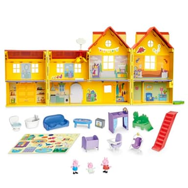 Peppa Pig Peppa's Big Family House Playset with 3 Figures, 11 Accessories, 2025 Version with Baby Evie, Preschool Toys for Girls and Boys 3 and Up
