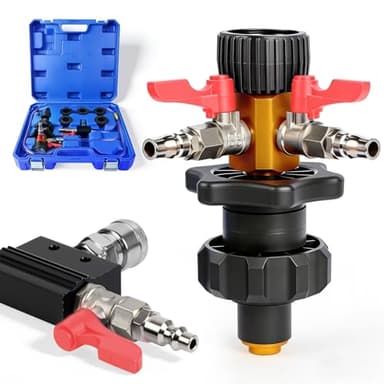 BELEY Coolant Vacuum Refill Kit, 9pc Auto Radiator Cooling System Tool Set with Conical Adapter 5 Round Adapters for Leak Detection Cooling Refill, Vacuum Coolant Fill Kit with Splashproof Hose