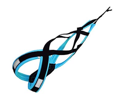 LASALINE Dog Pulling Harness, XBack for Canicross, Dog Sport, Bike Joring, Ski Joring, Sled Harness, Dog mushing, Dog Running Harness, Black Lightblue