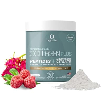 Colageno Hidrolizado para Mejorar Articulaciones + Citrato de Magnesio para tu Salud Digestiva + Peptidos I,II,III + Acido Hialuronico + Biotin + Vitamina C, D y K y Fortalece Tus Uñas y Cabello