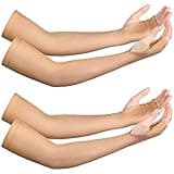 Coume 2 Pairs Elderly Skin Protection Sleeves Arm Protector for Thin Skin Bruising for Men Women(Elegant Style,Medium)