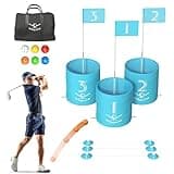 Holyton Backyard Golf Game with Bucket,Yard Games for Adults Family Kids Golf Practice Games for Beach,Camping, Park,Lawn,Picnic,3 Hole Golf