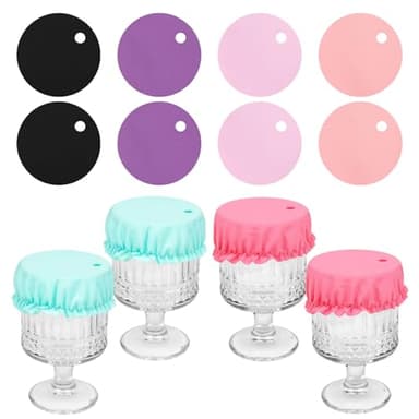 12 PCS Drink Cover Scrunchie, Polyester Drink Covers with Straw Hole Women's Drink Protectors Drink Covers for Alcohol Protection, Prevent Drink Spiked at Bar Party, Cup Covers for Drinks(Multicolor)