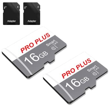2 Pack Memory Card 16GB with Adapter, High Speed TF Card, UHS-I C10 A1 Memory TF Card for Tablet/Mobile Phone/Camera/Car Audio/Game Console (TF183 White Gray 16GB)
