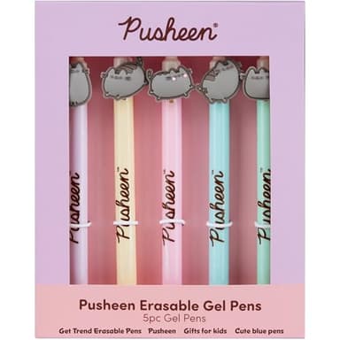 Get Trend Pusheen 5pcs Erasable Gel Ink Pens Cute Writing Pens for Kids Fun Stationery Set Kawaii Journaling Supplies Gift Set Cool Pen Gifts for Kids (Pusheen)