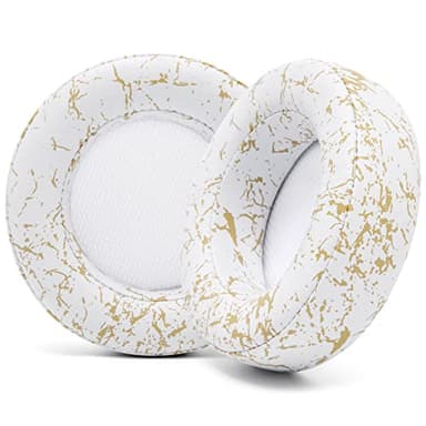 WC Upgraded Replacement Earpads for Corsair Virtuoso Gaming Headset Made by Wicked Cushions | Improved Durability, Thickness, Softer Leather, and Sound Isolation | Gold Marble