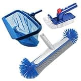 Swimming Pool Cleaning Kit Including 2 Brush Heads, 1 Pool Skimmer Nets for Ground Swimming Pools Spas Hot Tubs Cleaning (NO Pole)