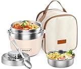 Thermo Food Jar Insulated Container - 42.3 Oz, Insulated Food Container for Adult, Soup Thermo Lunch Containers Wide Mouth Vacuum Stainless Steel Leakproof Bento Box with Spoon and Insulated Bag
