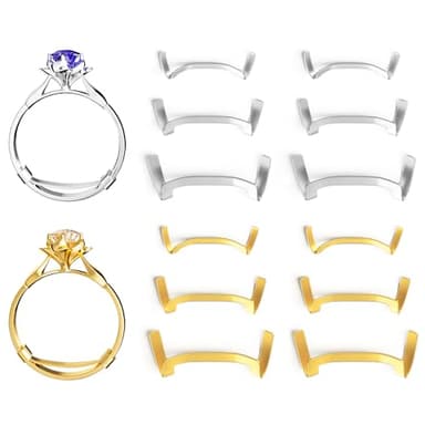 ELETIUO Filled Metal Ring Guard Set for Loose Rings,12 Pack 3 Sizes for Different Band Widths,Invisible Ring Size Adjuster Tightener Spacer Fitter for Any Ring Size,Golden+Silver Color