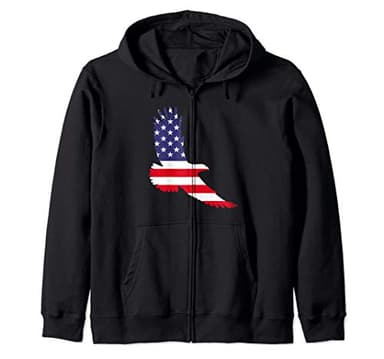 Beautiful Flying American Eagle Bird USA Flag Silhouette Zip Hoodie