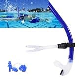 Swim Snorkel for Lap Swimming，No Loud gurgling Noise No Hurt Forehead No Slip Swimming Snorkeling Training for Adult/Kid/Youth,Swimmer Snorkle Center Mount Snorkel One-Way Purge Valve