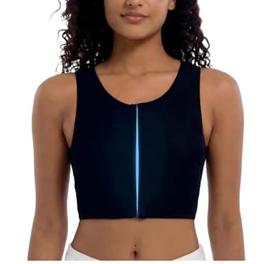 LGBT UNICORNS Chest Binder, Tomboy FTM Transgender Zip Up Swim Binder, Skin-Friendly & Breathable Binder Trans (US, Alpha, 4X-Large, Regular, Regular, black)