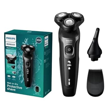 Philips Electric Shavers for Men, Rechargeable AquaTouch Mens Electric Shaver Wet and Dry with Comfort Cut Blades and Click-on Precision Trimmer, Cordless Electric Razors with 5D Flex Head