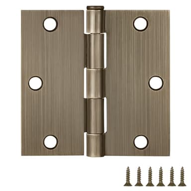 Design House 6-Pack Antique Brass Door Hinges – 3.5-inch x 3.5-inch – Square Corner Radius Steel Door Hinge – Fits Standard Doors – Design House 185876
