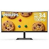 Philips 346E2CUAE 34" Curved Frameless, UltraWide QHD 3440x1440,100Hz, 121% sRGB, 1ms MPRT, USB-C Charging, MultiView PIP/PBP, Height Adjustable, 4Yr Advance Replacement, Black