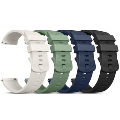 Vanjua 20mm Watch Bands Quick Release Replacement Wristband, 4 Pack Soft Silicone Waterproof Sport Straps Band for Men Women