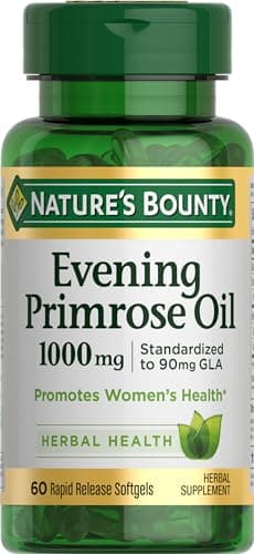 Nature's Bounty Primrose Oil 1000mg, Promotes Women's Health, Herbal Supplement, Gluten Free, 60 Rapid release Softgels