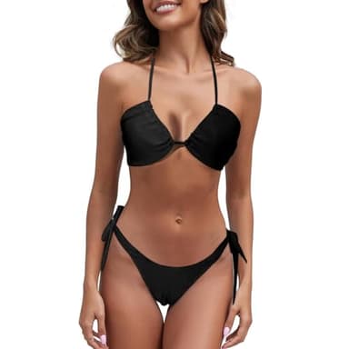 CRNTCEM Brown Bikini Sets for Women Tan Through Bikini for Women Tummy Control Teddy Mesh Tan Through Sexy Swimsuit High Cut V-Wire 2 Piece Bathing Suits