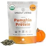 Sprout Living Organic Pumpkin Seed Protein Powder, Unflavored, 20 Grams of Plant Based Protein Powder Without Artificial Sweeteners, Non Dairy, Non-GMO, Vegan, Gluten Free (1 Pound, 15 Servings)