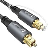 Warrky Optical Audio Cable, 6ft / 1.8m Optical Cable for Soundbar [Nylon Braided, Slim Metal Case, Gold-Plated Plug], Fiber Optic Audio Cord Compatible with Samsung, Vizio, LG, Bose, Sony, Sonos