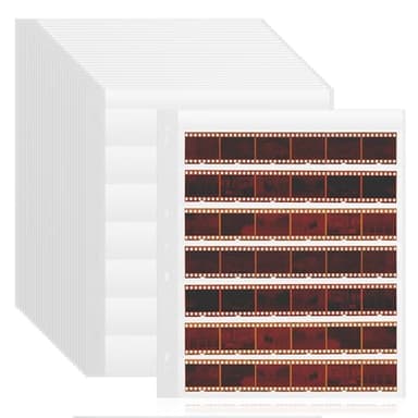 100 Pcs 35mm Negative Sleeves - Acid-Free Archival Film Negative Storage Pages, Pages Holds 7 Strips of 6 Frames - Compatible with 3-Ring Binders for Organizing 35mm Film