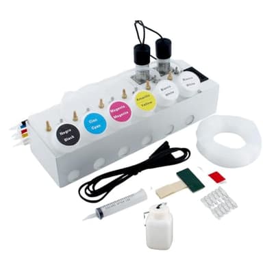 DTF CISS Kit for ET-8550 / L1800 / L805 / L8180 / 18100 – Dual White Ink Tank with Auto Stirrer, Timer, Waste Ink Collector & Continuous Ink System for DTF Printing (6-Color)