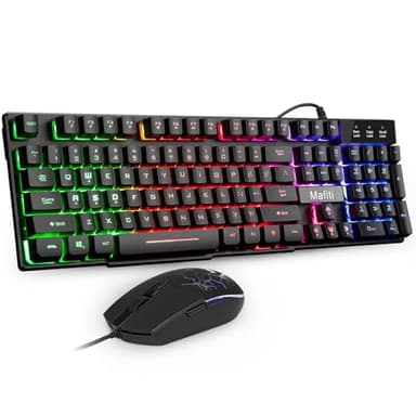 mafiti RK101 Computer Keyboard Mouse Combo Wired, RGB Backlit USB Keyboard for PC Mac Laptop Desktop, Gaming Office