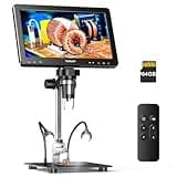 TOMLOV DM9 Max 10.1" HD IPS HDMI Digital Microscope 1500X, 20MP Coin Microscope Magnifier for Error Coins with Screen, LCD Soldering Microscopes for Adults, 10 LED Lights, PC/TV Compatible, 64GB