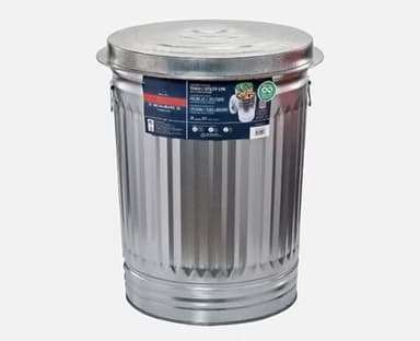 POMILER 31-Gallon Galvanized Steel Trash Can with Lid, Metal Garbage Bin, Rodent Resistant, Weather Resistant, Indoor/Outdoor Use