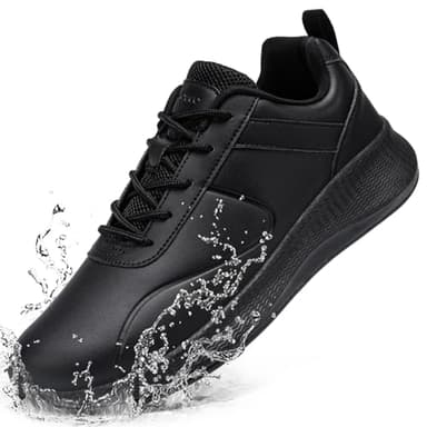 Taquco Non Slip Work Shoes for Women Food Service Lightweight Waterproof Kitchen Chef Shoe Restaurant Walking Sneakers Nursing Slip Resistant Footwear (Black,7.5)