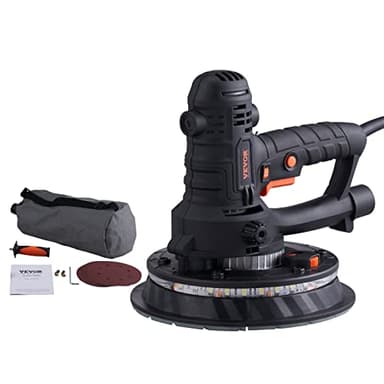 VEVOR Drywall Sander, 800W Electric Sander with 12 Sanding Discs, Variable Speed 1200-2300 RPM Wall Sander with Automatic Vacuum Dust Collection System, Double LED Lights, Dust Bag, Detachable Edge