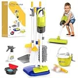 PUPU PIG Toddler Toys Cleaning Set, Kids Cleaning Toy Set, Pretend Play Home Cleaning Playset - Incl.Electric Toy Vacuum, Broom and Dustpan Set, Mop,Duster and More,Cleaning Tools Toys for Boys Girls