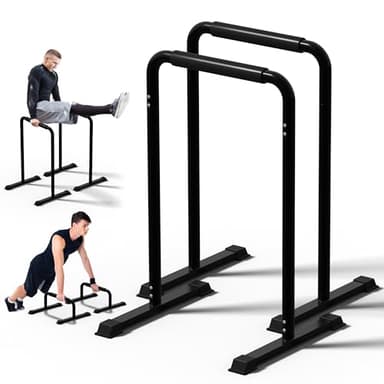 Outdoor Basic 2-in-1 Adjustable Dip Bar Station - Heavy Duty Parallel Bars with Connecting Parts, Extra Tall & Thickened Steel Design for Home Gym, Calisthenics & Strength Training (Dip Bar Pro)